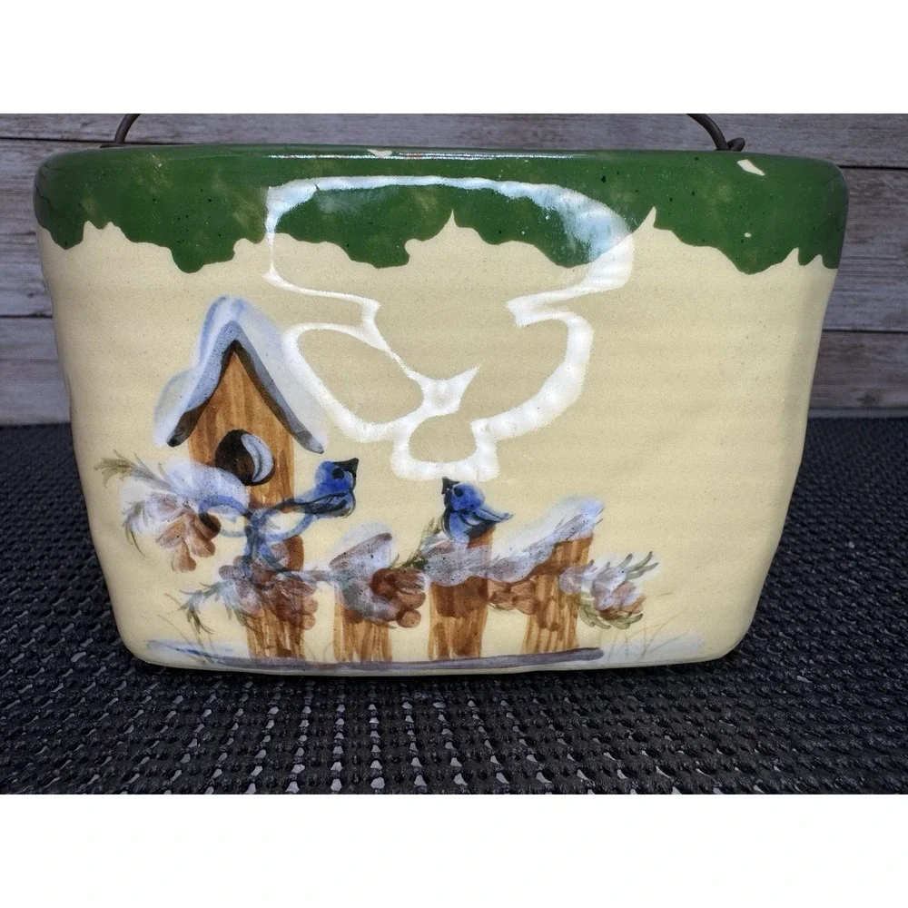 VTG Alpine Pottery Roseville Ohio Crock Bird Houses Bluebird Mini Bucket Planter
